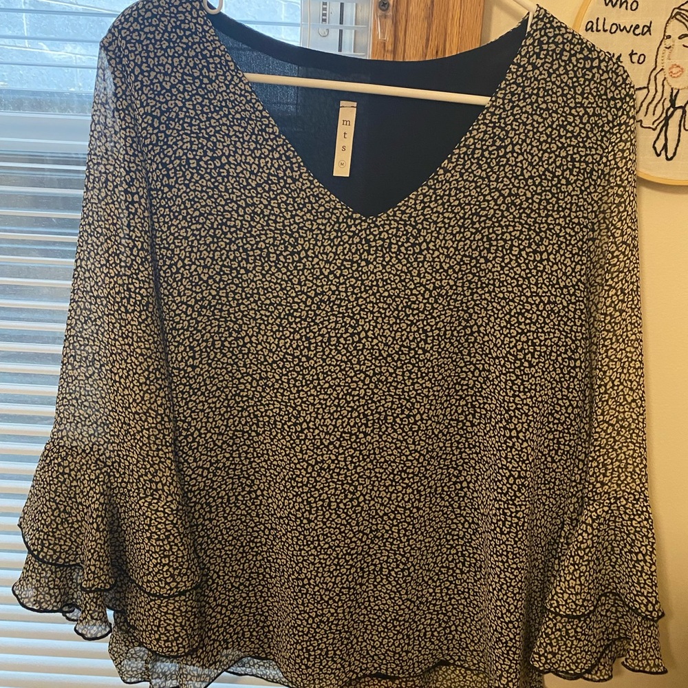 Silk blouse with sheer overlay